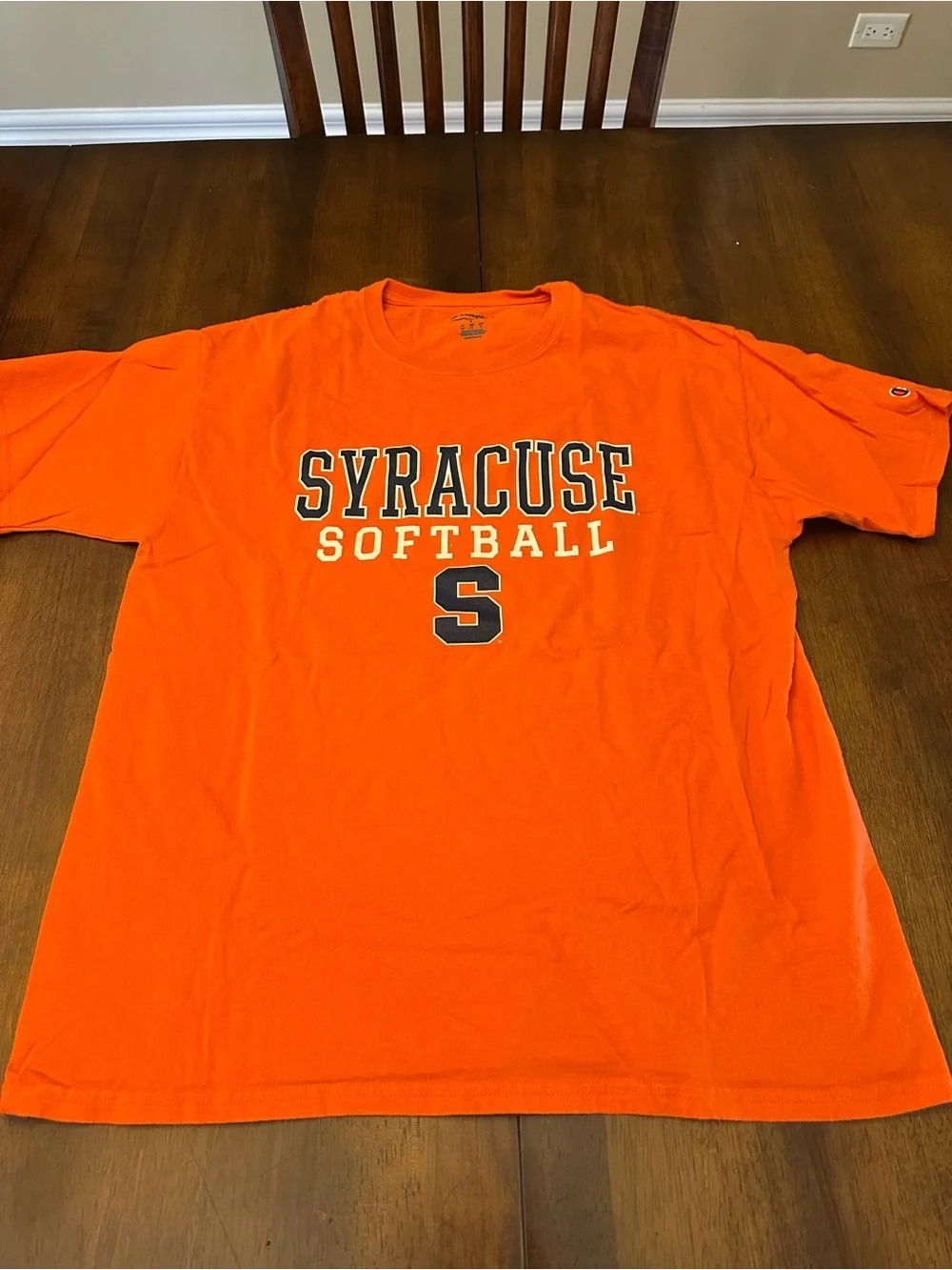 Champion Orange Crewneck Tee with Logo Print